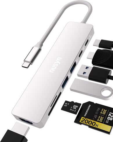 7-in-1 USB C Hub with 4K@60Hz HDMI, 2 USB-A, 1 USB-C, 100W PD Charging, SD 3.0 /TF 3.0 Card Reader, Compatible with MacBook Pro/Air/Neo, iPad Pro, iMac, iPhone 15-17 (Blush) in Kuwait