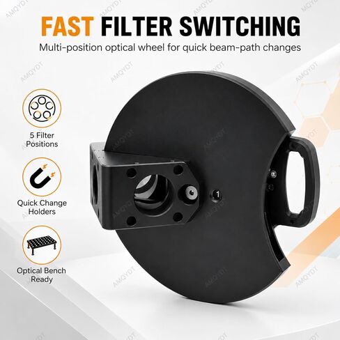 5-Position Dichroic Filter Wheel, Telescope Filter Holder with Sm1 and M4 Mounting, Magnetic Holders for 36 X 25mm Optics Up to 1.1mm Thick, 45° Optical Imaging and Spectral Experiments in Kuwait