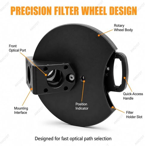 5-Position Dichroic Filter Wheel, Telescope Filter Holder with Sm1 and M4 Mounting, Magnetic Holders for 36 X 25mm Optics Up to 1.1mm Thick, 45° Optical Imaging and Spectral Experiments in Kuwait
