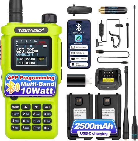 (4th Generation) TIDRADIO TD-H8 10Watt Ham Radio,APP Programming,Spectrum Analysis,SMS Message Text,Online Firmware Update,Version Switch,Multi-Band AM/FM/NOAA Weather Receiver Handheld Two Way Radio in Kuwait