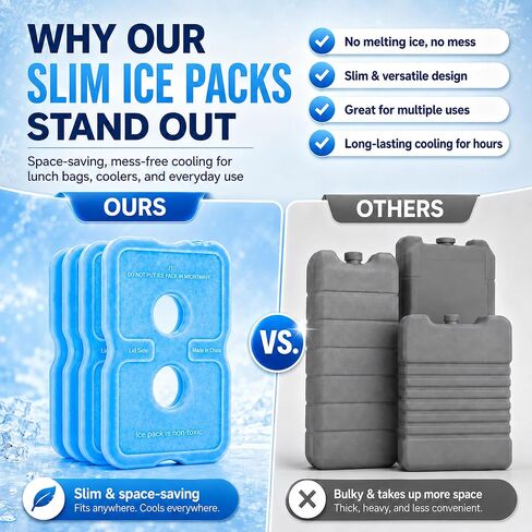 4 Reusable Slim Ice Packs for Lunch Boxes & Coolers in Kuwait