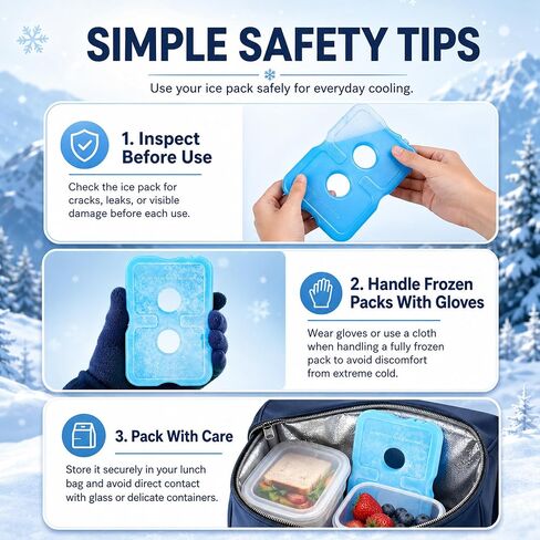 4 Reusable Slim Ice Packs for Lunch Boxes & Coolers in Kuwait