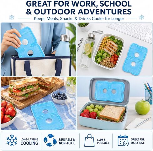 4 Reusable Slim Ice Packs for Lunch Boxes & Coolers in Kuwait