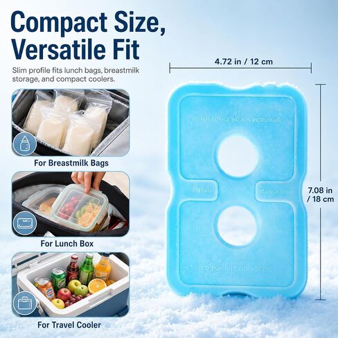4 Reusable Slim Ice Packs for Lunch Boxes & Coolers in Kuwait