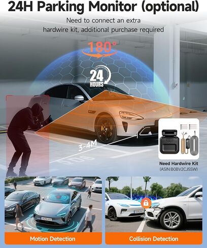 HUPEJOS 4 Channel Dash Cam Front and Rear Inside, 360° View Camera for Cars in Kuwait