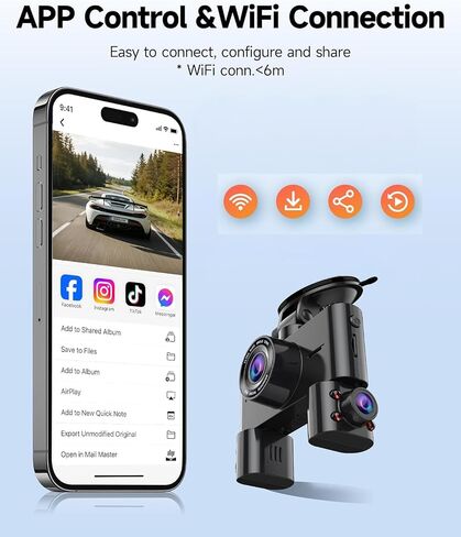 HUPEJOS 4 Channel Dash Cam Front and Rear Inside, 360° View Camera for Cars in Kuwait