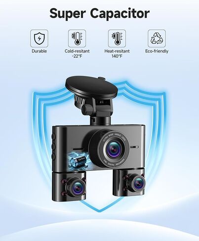 HUPEJOS 4 Channel Dash Cam Front and Rear Inside, 360° View Camera for Cars in Kuwait