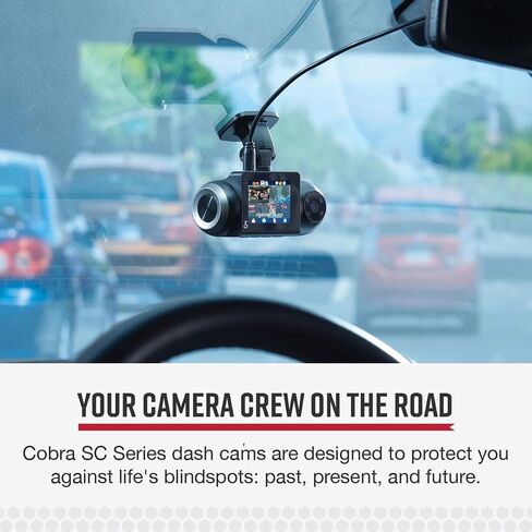 Cobra Smart Dash Cam with Interior Cam (SC 201) - Full HD 1080P Resolution, Built-in WiFi & GPS, Live Police Alerts, Incident Reports, Emergency Mayday, Drive Smarter App, 16GB SD Card Incl. in Saudi Arabia