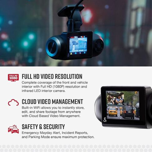 Cobra Smart Dash Cam with Interior Cam (SC 201) - Full HD 1080P Resolution, Built-in WiFi & GPS, Live Police Alerts, Incident Reports, Emergency Mayday, Drive Smarter App, 16GB SD Card Incl. in Saudi Arabia
