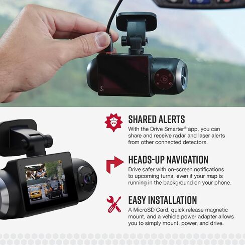 Cobra Smart Dash Cam with Interior Cam (SC 201) - Full HD 1080P Resolution, Built-in WiFi & GPS, Live Police Alerts, Incident Reports, Emergency Mayday, Drive Smarter App, 16GB SD Card Incl. in Saudi Arabia