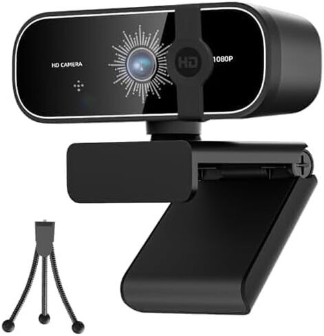 C28 1080P Webcam with Privacy Cover and Tripod Stand, PC Camera with Noise-Cancelling Mic, Auto Light Correction, Plug and Play, Web Camera for Streaming, Zoom/Facetime in Kuwait