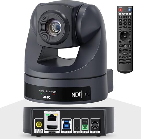 4K NDI PTZ Camera 20X, HDMI USB LAN Outputs Video Conference Camera Webcam for Church Worship/Events Services/Education,Works with Zoom,Skype,OBS in Kuwait
