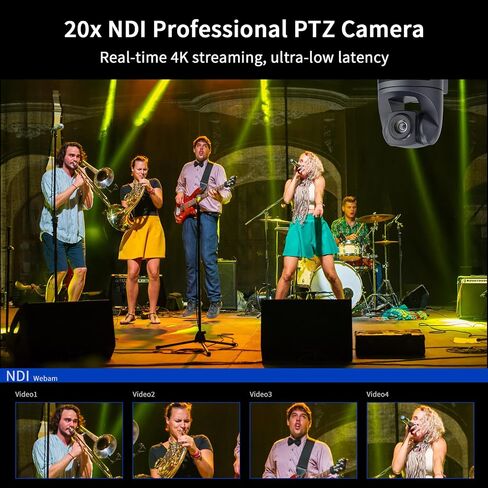 4K NDI PTZ Camera 20X, HDMI USB LAN Outputs Video Conference Camera Webcam for Church Worship/Events Services/Education,Works with Zoom,Skype,OBS in Kuwait