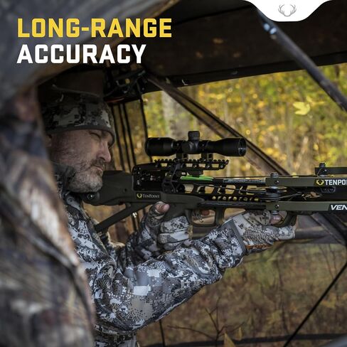 TenPoint 4X Pro-View 400 Illuminated Reticle Scope, Black - 100 yd Distance with Aiming Points Out to 70 yd - Includes Flip-Up Scope Caps in Kuwait