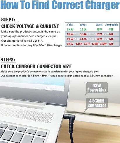 45W Laptop Charger Compatible with HP 741727-001 721092-001 Pavilion Stream in Kuwait
