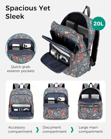 Searock Quilted Backpack for Women, Floral Backpack for Girls, Cotton Lightweight Bookbag for Travel, Work Orange in Kuwait