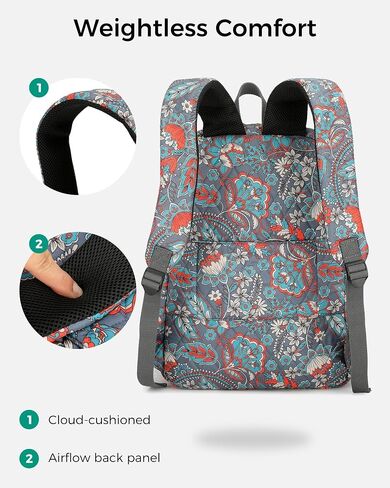 Searock Quilted Backpack for Women, Floral Backpack for Girls, Cotton Lightweight Bookbag for Travel, Work Orange in Kuwait