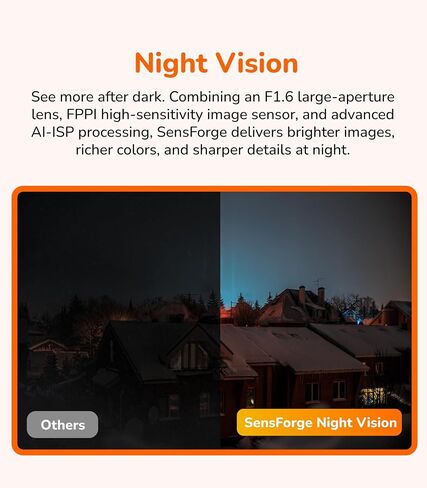 SensForge Wireless Indoor Window Security Camera, Anti-Glare, 1080P HD, Dual-Band 2.4GHz & 5GHz WiFi, Smart AI Human, Vehicle & Animal Detection, Two-Way Talk, Easy No-Drill Installation in Kuwait