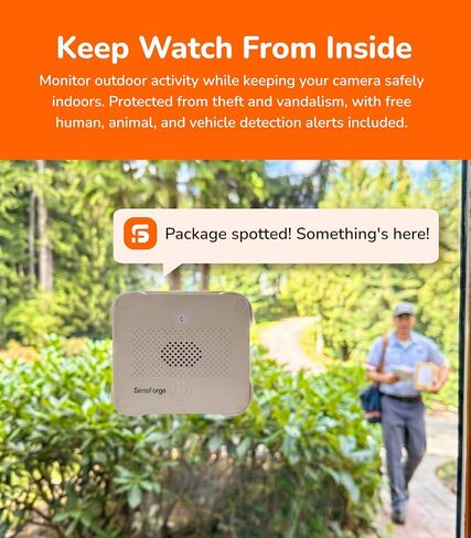 SensForge Wireless Indoor Window Security Camera, Anti-Glare, 1080P HD, Dual-Band 2.4GHz & 5GHz WiFi, Smart AI Human, Vehicle & Animal Detection, Two-Way Talk, Easy No-Drill Installation in Kuwait