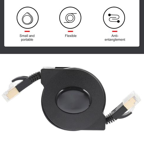 Cat 7 Copper Rj45 Network Cable with Gold Plated Contacts and Multiple Layers Protection, Telescopic Design for Desktop Computer and Laptop Networking in Kuwait