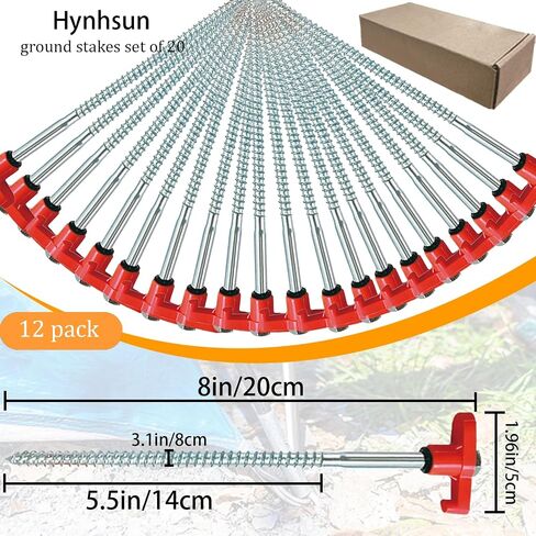 20 Pack Tent Stakes Heavy Duty, 8 Inch Yard Stakes Non-Rust Metal Tent Pegs Ground Stakes Tent Spikes for Camping Patio, Garden, Canopies, Grassland, Outdoor, Orange in Kuwait