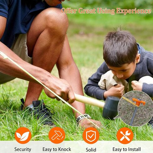 20 Pack Tent Stakes Heavy Duty, 8 Inch Yard Stakes Non-Rust Metal Tent Pegs Ground Stakes Tent Spikes for Camping Patio, Garden, Canopies, Grassland, Outdoor, Orange in Kuwait