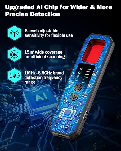 Hidden Camera Detectors, 7-in-1 Anti Spy Camera Finder, Bug Detector for RF Signal, WiFi Scanner, GPS Tracker, Listening Device, Portable Privacy Protection for Hotel Office Car Travel in Kuwait