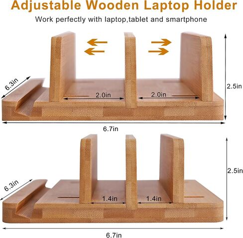 Vertical Laptop Stand for Desk Dual Slot 1.4-2in Width Adjustable Dock in Kuwait