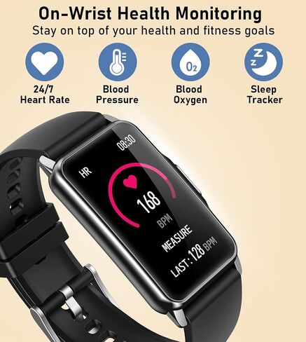 Fitness Tracker with Heart Rate Blood Oxygen Blood Pressure Sleep Monitor Sports Modes Step Calorie Counter Pedometer IP68 Waterproof in Kuwait