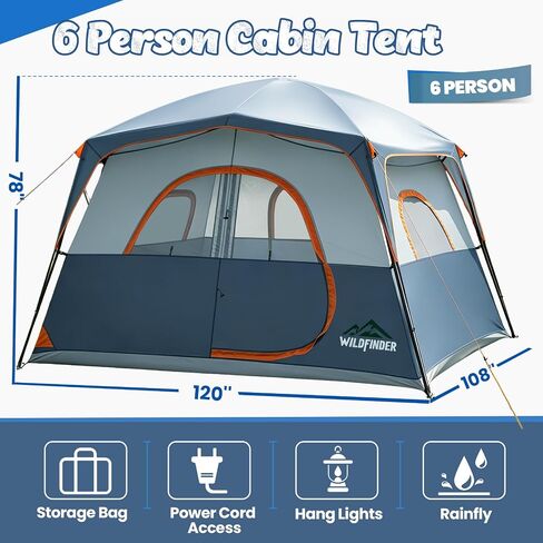 WildFinder 6 Person Camping Tent, Family Tent with Rainfly, Double Layer in Kuwait