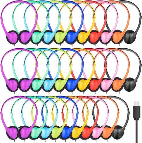 USB C Kids Headphones Bulk for Classroom School 25 Pack,Wired in Kuwait
