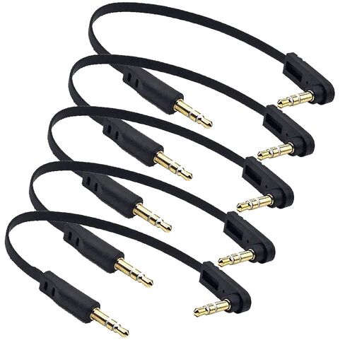 6 Inch 3.5mm Stereo Jack Audio Cable, Straight Male to Right Angle Male 1/8" TRS Plug AUX Cord for Headphone, Speaker, Car Audio, Home Audio, 5 Pack in Kuwait