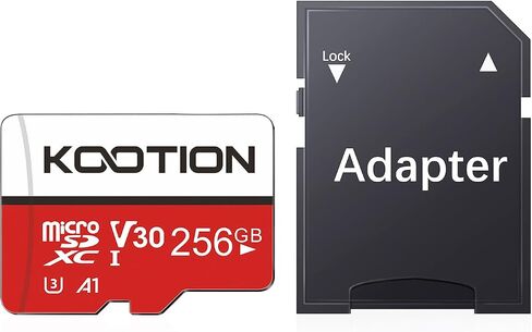KOOTION 256GB Micro SD Card UHS-I U3 V30 4K for Camera/Action Camera/Drone/Smartphone, Class 10 MicroSDXC Memory Card with Adapter in Kuwait