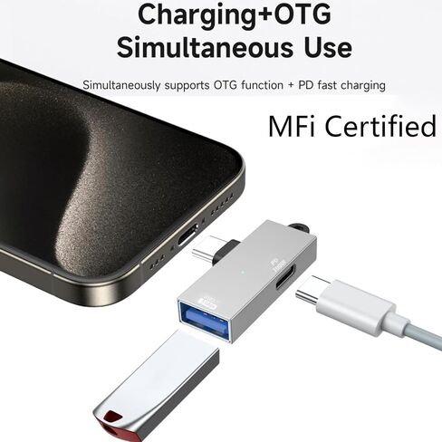 [Apple MFi Certified] USB-C Splitter with 100W Fast Charging Port and 5Gbps USB 3.0, 2-in-1 Thunderbolt 4/3 OTG Adapter for iPhone 17/16/15 Pro Max, iPad Pro, MacBook, Rog Ally, Steam Deck in Saudi Arabia