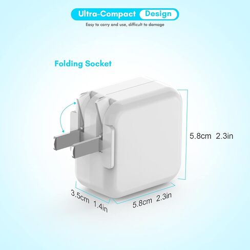 [3 Pack] iPad Charger, iPhone Charger 【MFi Certified】 Long Lightning Cable 10 Foot Lightning Charging Cord with 12W Wall Foldable Block Portable Travel Plug Charging for iPad/iPadMini/iPadAir, iPhone in Kuwait