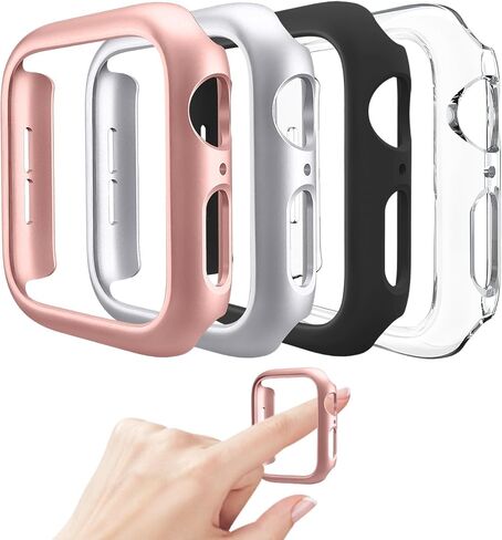 Mugust 4 Pack Hard PC Bumper Case Compatible with Apple Watch Series 9 (2023) Series 8 Series 7 45mm Without Glass Screen Protector, Ultra-Thin Scratch Resistant Edge Frame Cover for iWatch 45mm in Kuwait