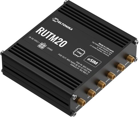 Teltonika RUTM20 Compact 5G Industrial Router – Global Telit Modem Dual SIM & eSIM Active PoE in/Out Dual-Band WiFi 5 Gigabit Ethernet VPN RMS Support (RUTM20100300) in Kuwait