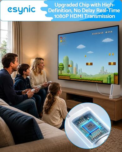 eSynic Wii to HDMI Adapter 1080P-Portable HDMI Converter for Nintendo Wii/Wii U to HDTV-Includes HDMI Cable-Plug & Play-Supports 480p/720p/1080p –Perfect for Family Game Night with Kids in Kuwait