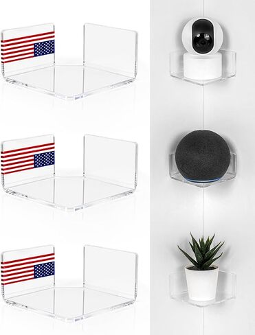 OAPRIRE Small Corner Floating Shelf for Wall, 3 Pack Clear Acrylic No Drill in Kuwait