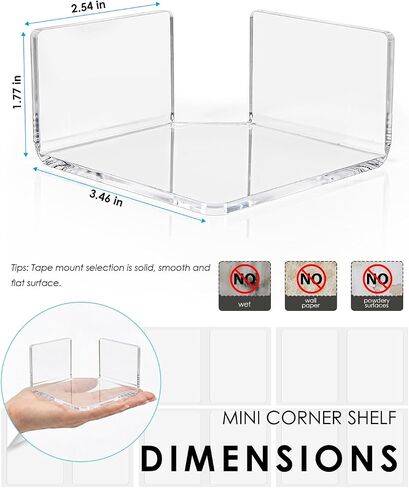 OAPRIRE Small Corner Floating Shelf for Wall, 3 Pack Clear Acrylic No Drill in Kuwait