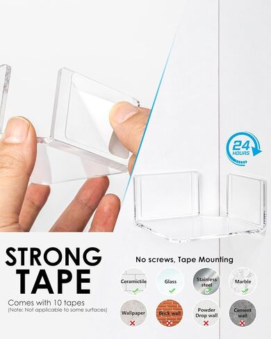 OAPRIRE Small Corner Floating Shelf for Wall, 3 Pack Clear Acrylic No Drill in Kuwait