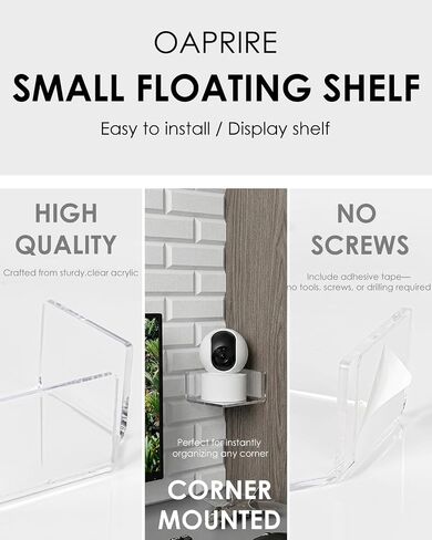OAPRIRE Small Corner Floating Shelf for Wall, 3 Pack Clear Acrylic No Drill in Kuwait