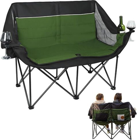700LBS 2-Person Heavy Duty Double Camping Chair Loveseat Grey in Kuwait