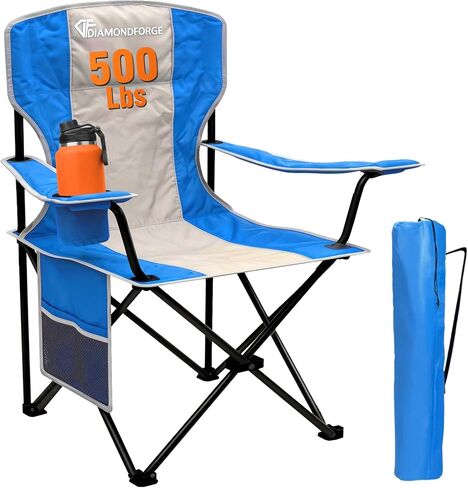 Camping Chair, 500 LBS High Back Sturdy Lawn Chairs Folding, Gray Blue in Kuwait