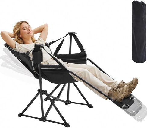 Hammock Swinging Rocking Camping Chairs with Footrest for Adults up to 400lbs,Folding Portable Chair with Cup Holder and Pillow,Heavy Duty Chair for Beach,RV Travel,Hiking in Kuwait