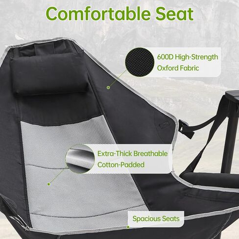 Hammock Swinging Rocking Camping Chairs with Footrest for Adults up to 400lbs,Folding Portable Chair with Cup Holder and Pillow,Heavy Duty Chair for Beach,RV Travel,Hiking in Kuwait