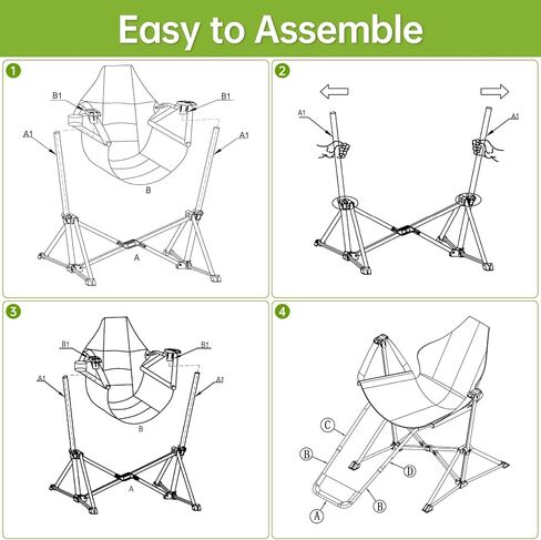 Hammock Swinging Rocking Camping Chairs with Footrest for Adults up to 400lbs,Folding Portable Chair with Cup Holder and Pillow,Heavy Duty Chair for Beach,RV Travel,Hiking in Kuwait