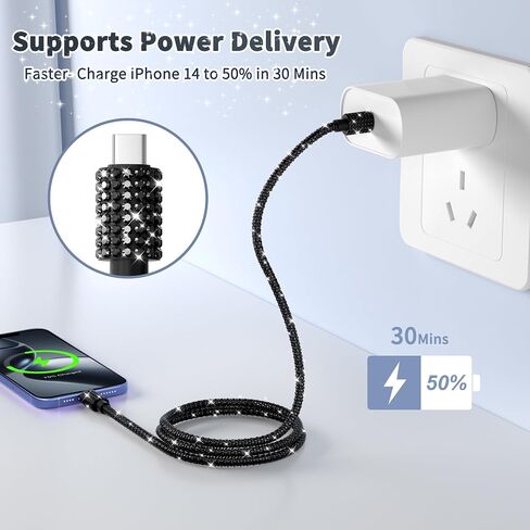Type C Lightn-ing for iPhone 14 Charger Cord 60W Bling Fast Charging Cord in Kuwait