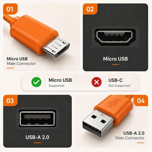 6FT Charger Cable for Ring Doorbell Battery, USB-A to Micro USB Charing Cord Compatible with Ring Video Doorbell 2/3/3 Plus/4, Video Doorbell 2020 Release, Doorbell Pro/Plus Camera Battery Charger in Kuwait