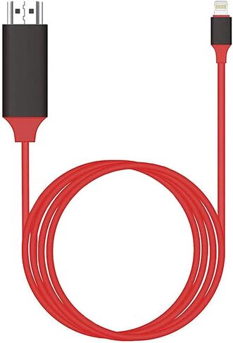 [Upgraded] Lightning to HDMI Adapter, Apple MFi Certified 1080P HDTV Cable Adapter Compatible with iPhone, iPad, iPod Digital AV Sync Screen Connector on HD TV Monitor Projector (Red) in Kuwait